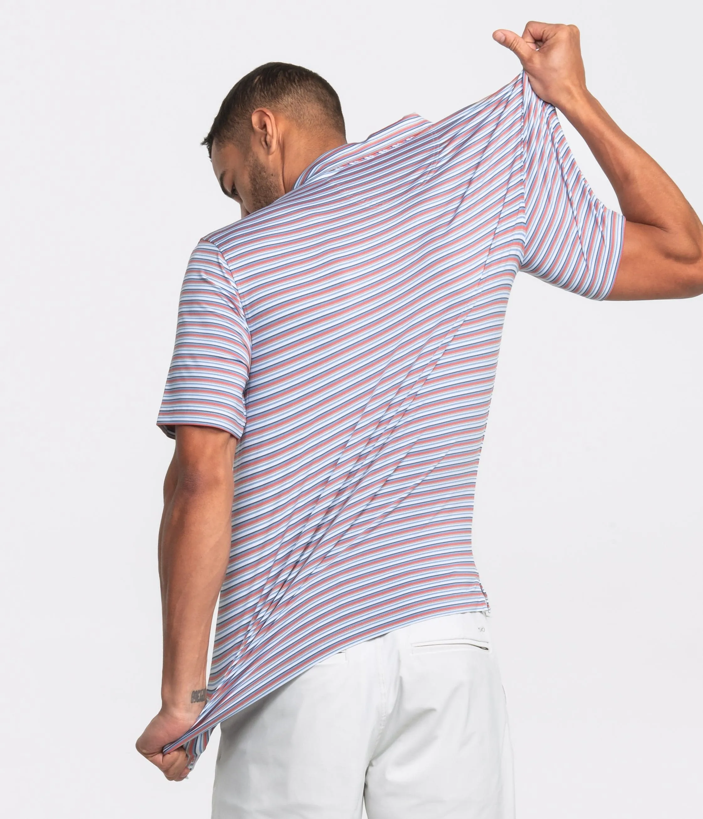 Tybee Stripe Polo - Red Herring