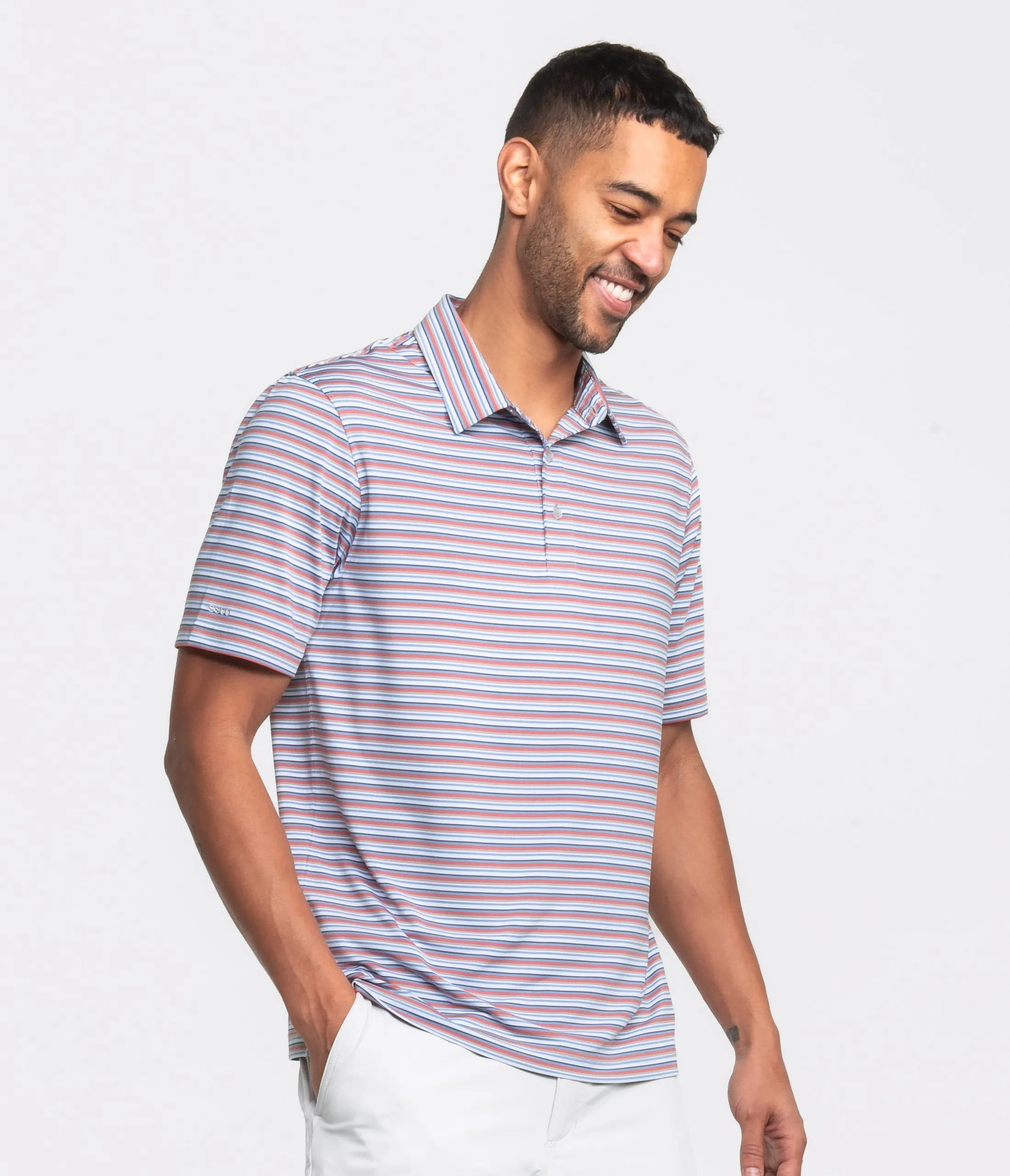 Tybee Stripe Polo - Red Herring