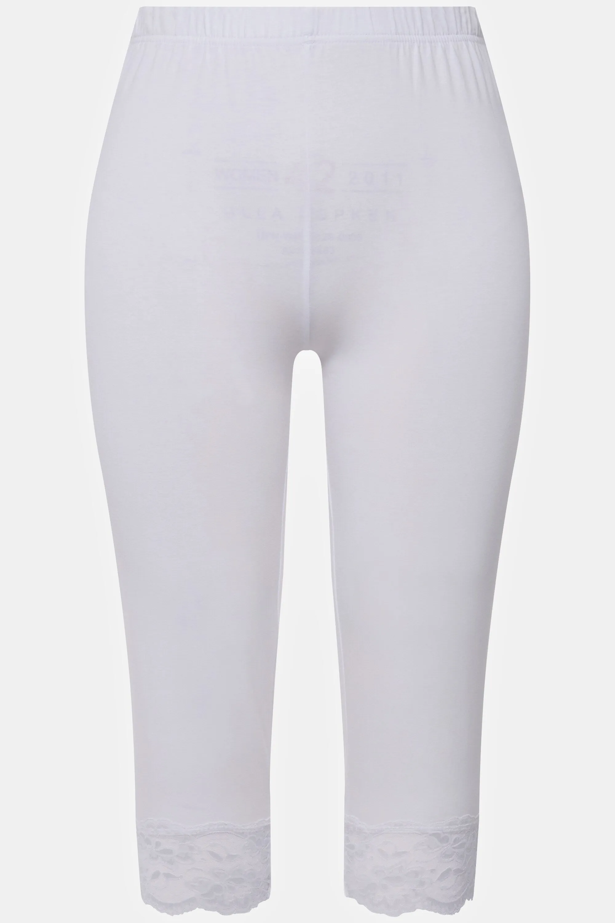 Ulla Popken Lace Trim Leggings in White