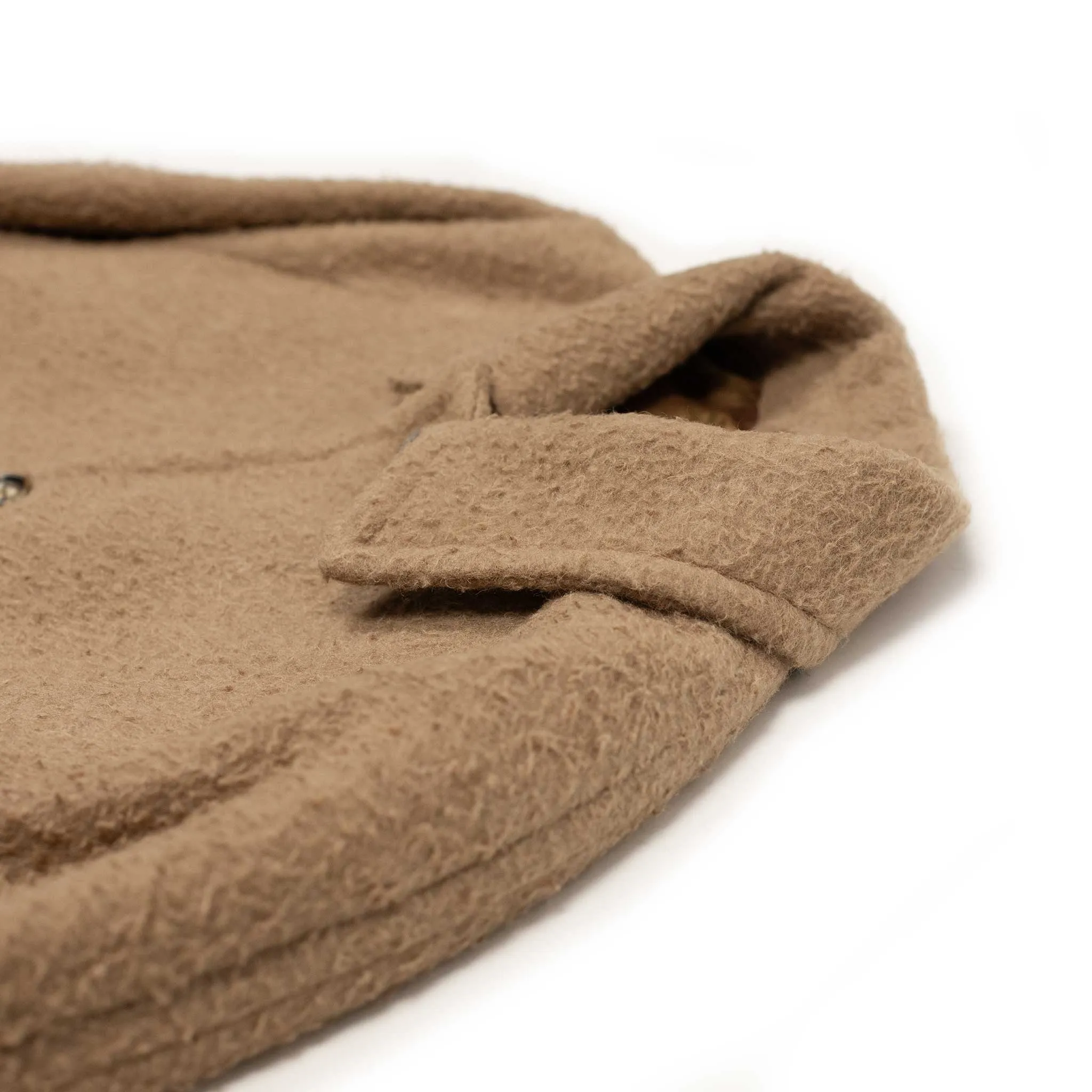 Vittorio raglan coat in beige casentino camelhair wool