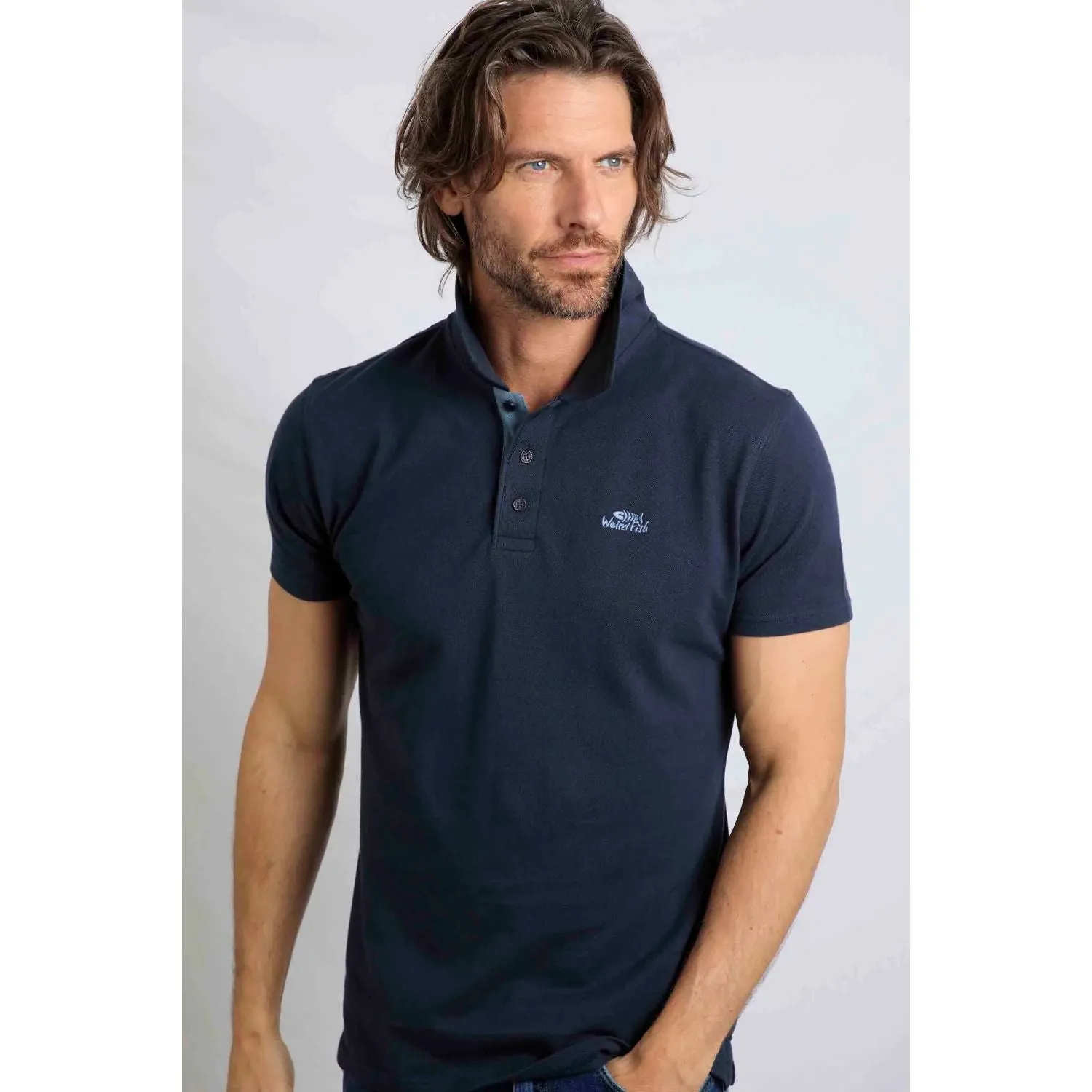 Weird Fish M Navy Miles Organic Pique Polo Shirt