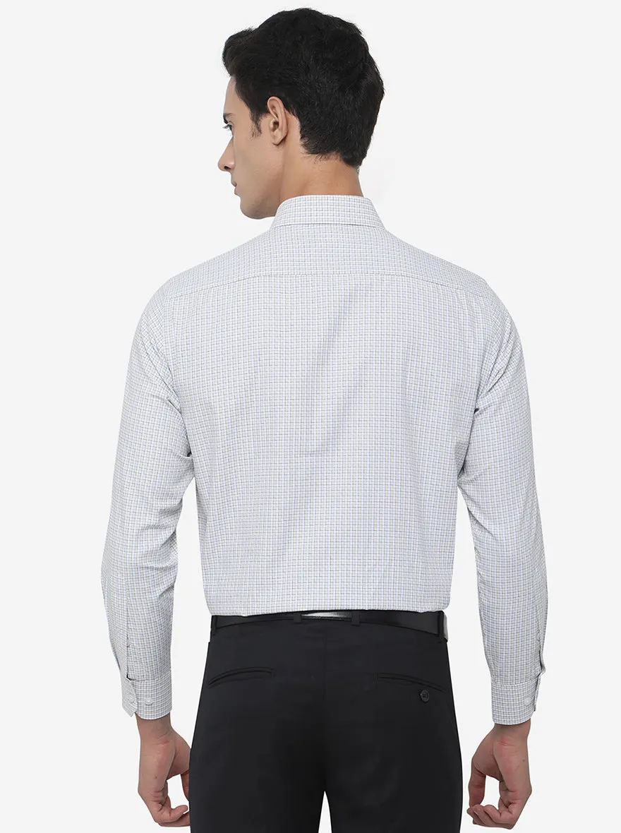 White & Yellow Checked Regular Fit Formal Shirt | Greenfibre