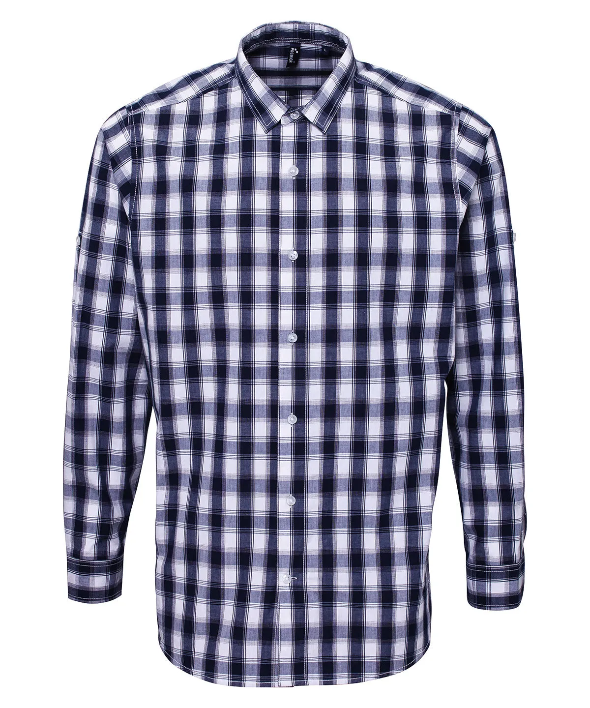 White/Navy - Mulligan check cotton long sleeve shirt