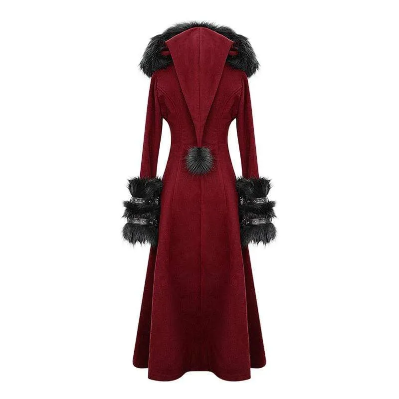 Women's Gothic Winter Warm Overcoats With Detachable Fluffy Accessories