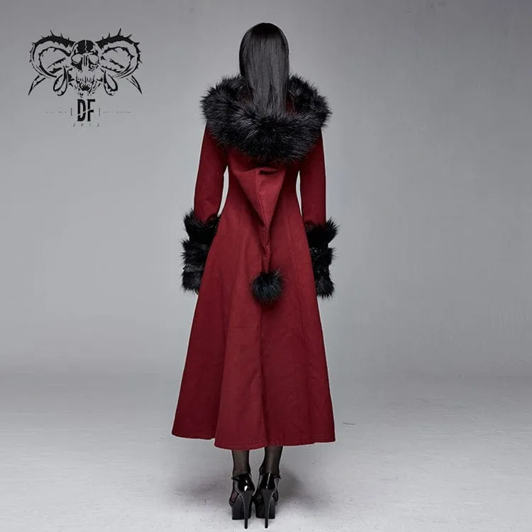 Women's Gothic Winter Warm Overcoats With Detachable Fluffy Accessories