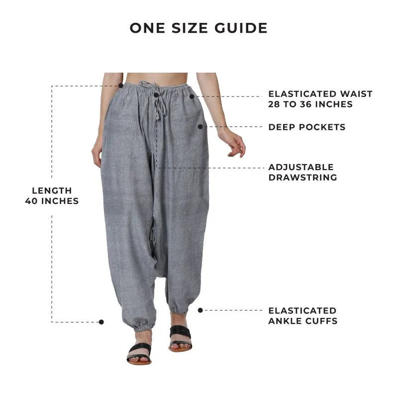 Women's Harem Pant | Grey | Fits Waist Size 28" to 36"