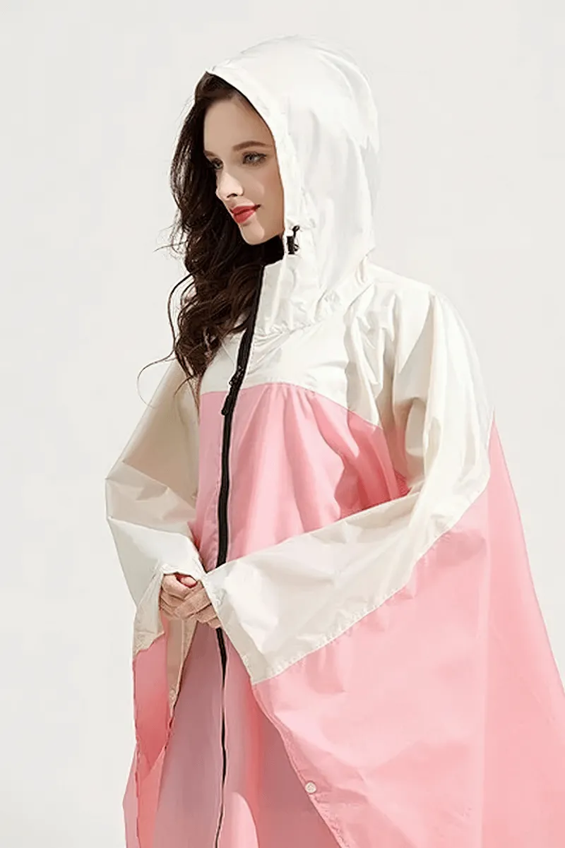 Women's Raincoat-Poncho on Zipper with Hood - SF1982