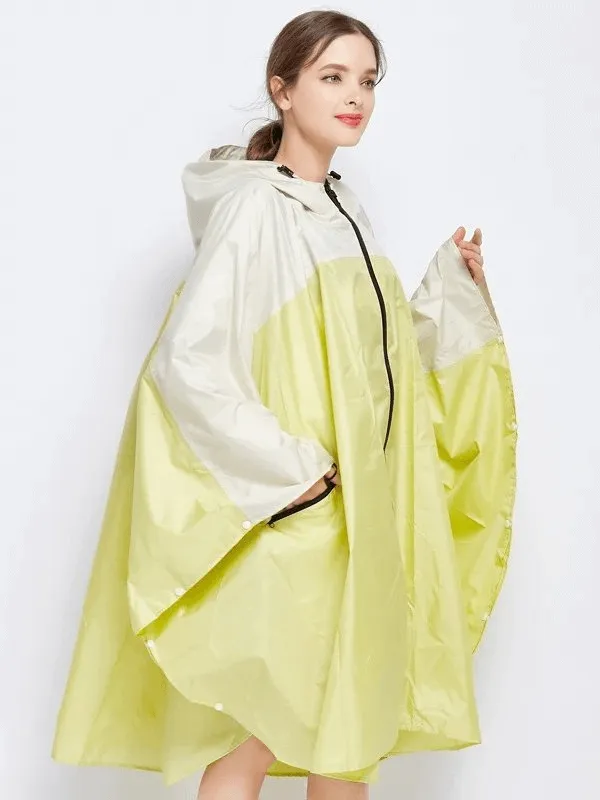 Women's Raincoat-Poncho on Zipper with Hood - SF1982