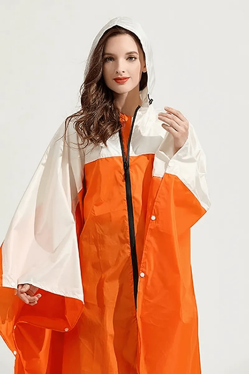 Women's Raincoat-Poncho on Zipper with Hood - SF1982