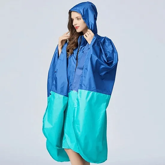 Women's Raincoat-Poncho on Zipper with Hood - SF1982