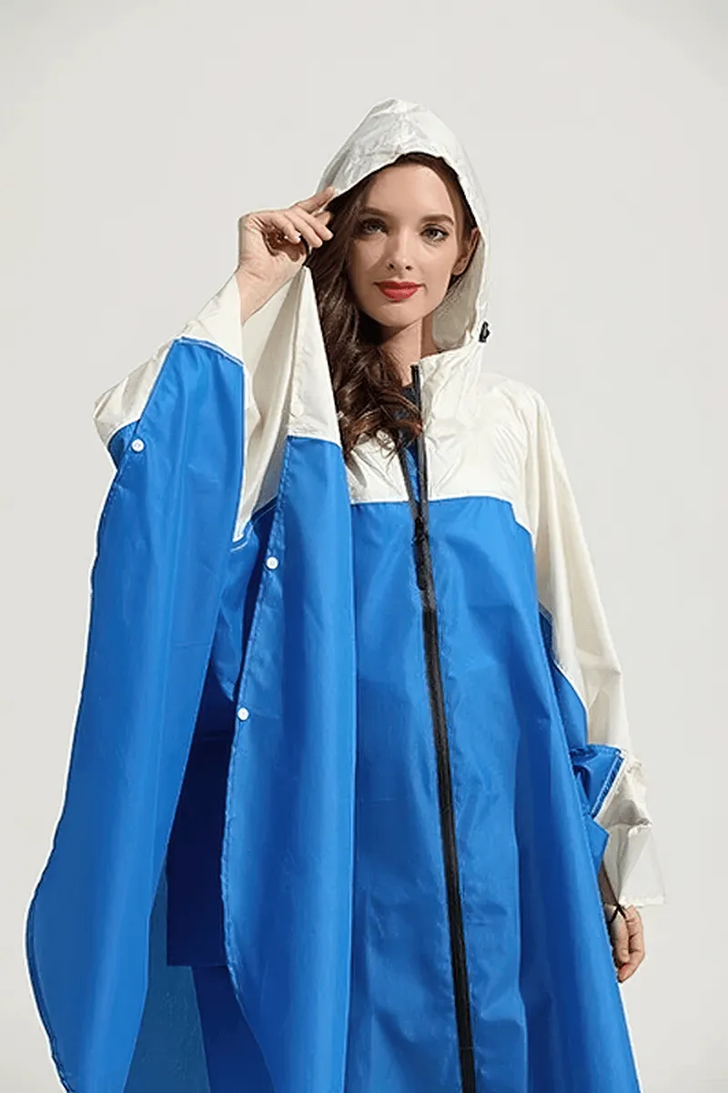 Women's Raincoat-Poncho on Zipper with Hood - SF1982