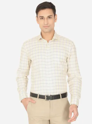 Yellow & Blue Checked Regular Fit Formal Shirt | Greenfibre